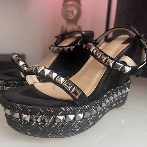 Louboutin sandals used, women's platform black size 37