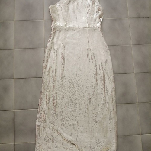 Pretty Lavish long sequin dress with one shoulder, size M (EU 40)