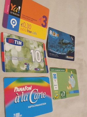 Set of 6 collectible prepaid phone cards like new from 90s telecoms