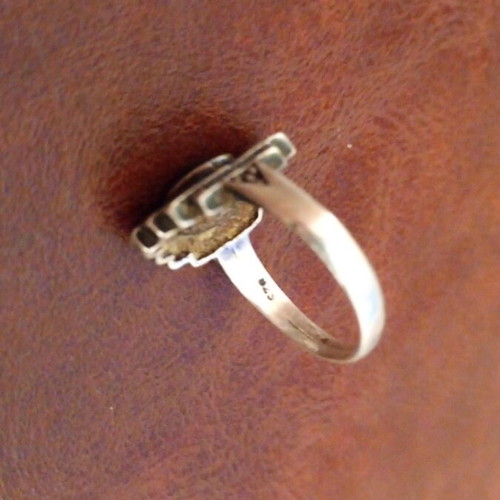 Women's silver ring used, antique, Gianniotiko with semi-precious stone