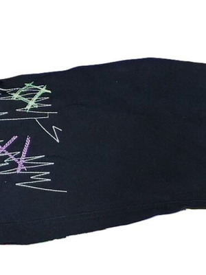 Women's pants with colorful embroidery used, size L, black