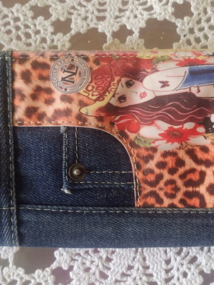Nicole Lee USA women's wallet used, denim design