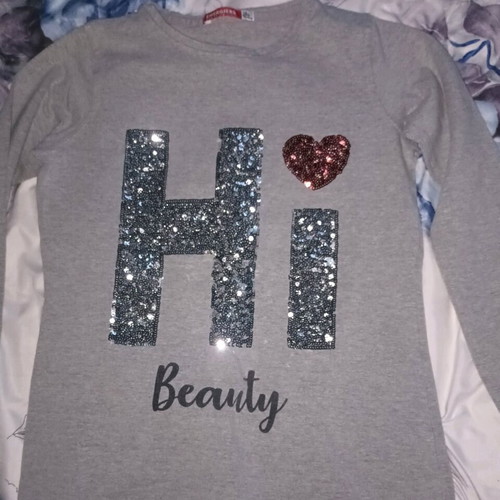 Energiers blouse 14 years with sequins gray like new