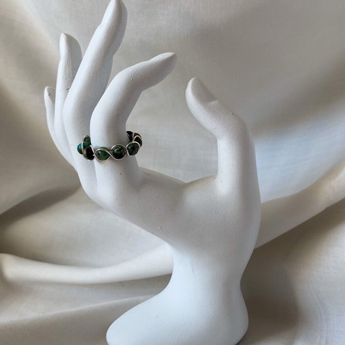 Handmade boho ring made to order with african turquoise and silver-plated wire