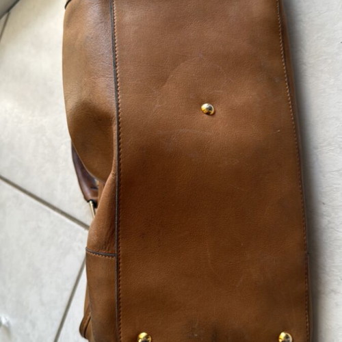 Leather handbag used vintage beige