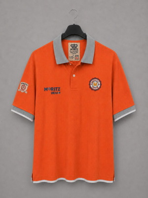Moritz Denim Men's Polo Shirt XL 100% Cotton Orange Grey like new