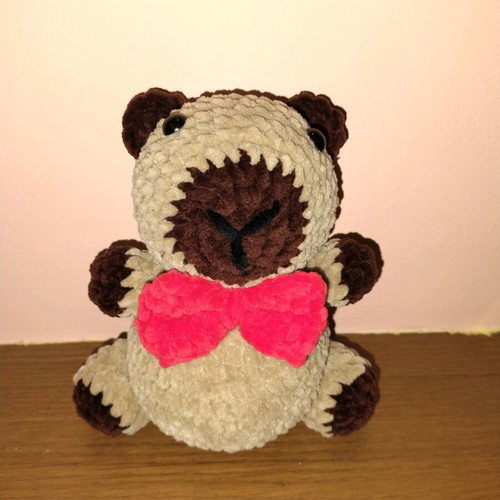 Crochet Capybara handmade new with bow tie