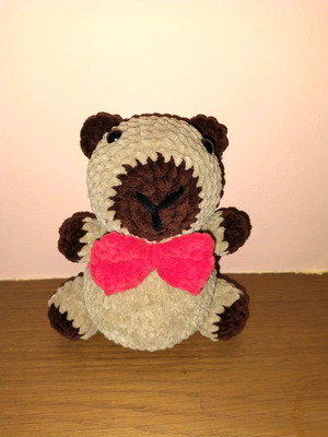 Crochet Capybara handmade new with bow tie