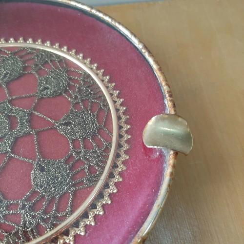 Embroidered ashtray used from 60s-70s for vintage decoration