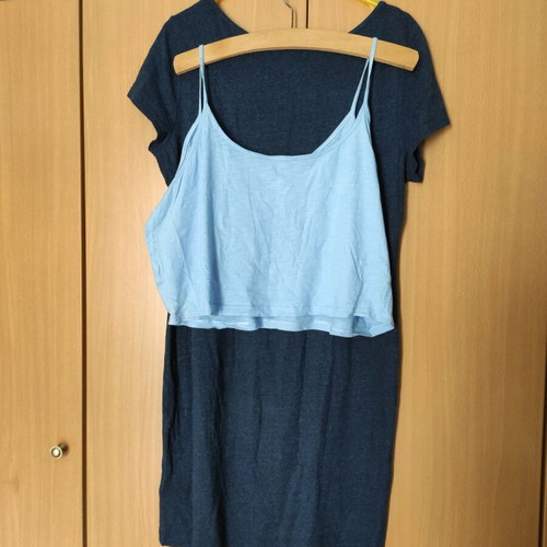 H&M women's short-sleeve dress like new with blue Pink Woman camisole gift