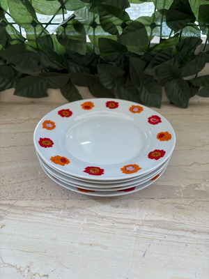 Set of 5 retro porcelain plates new with floral design