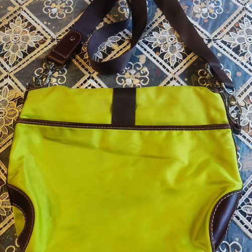 Lancel vintage crossbody bag yellow and brown used