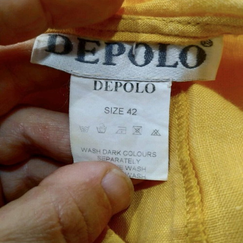 100% linen dress used, yellow, size M