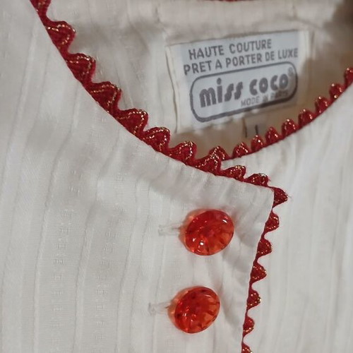Vintage white shirt with ruffles, miss coco Paris