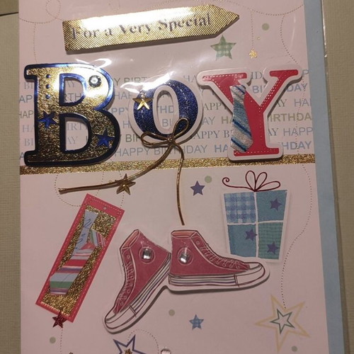 Birthday card for boy new with light blue envelope
