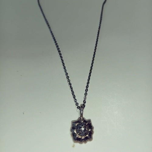 Necklace with 925 silver chain and marcasite daisy motif