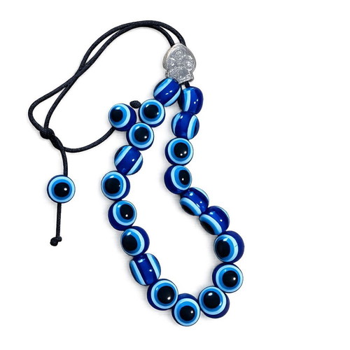 Komboloi with blue eye beads, traditional Greek worry beads