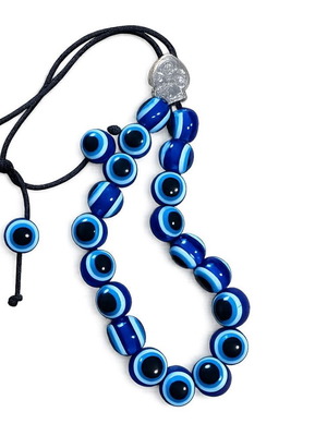 Komboloi with blue eye beads, traditional Greek worry beads