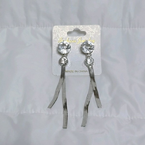 Strass earrings new silver shiny dangle
