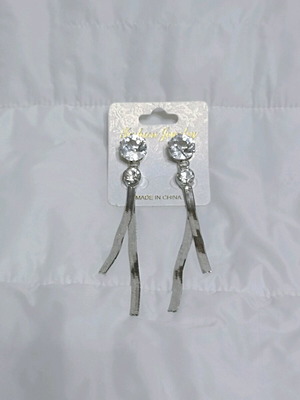 Strass earrings new silver shiny dangle