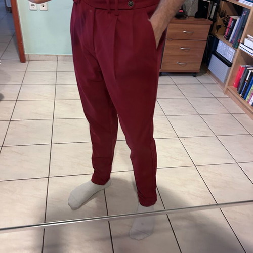 Pants with pleats used, red, size M