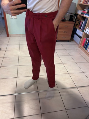 Pants with pleats used, red, size M