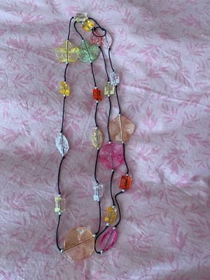 Long necklace with multicolored stones like new