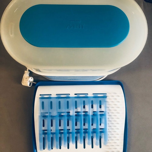 Philips Avent sterilizer and Dr. Brown’s drying rack used