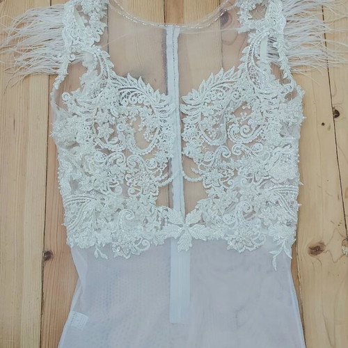 Bridal lace top handmade, new, light ivory, size M
