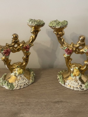 Porcelain candlesticks, set of two, vintage