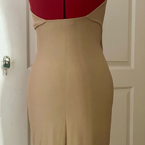 Draped Beige Dress with Open Back like new, one size