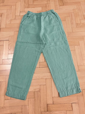 Oysho green linen pants with elastic waist, XS