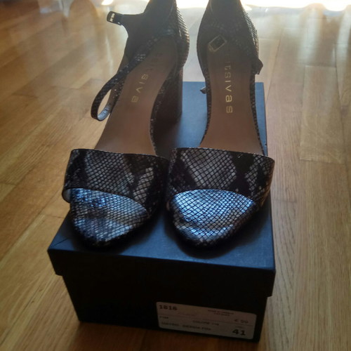 Snake skin sandals grey/black new, leather size 41