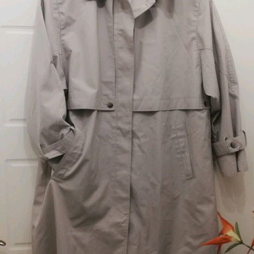 English long Camelot trench coat new, gray beige, XXL