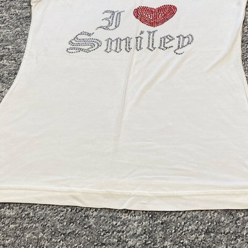 Danoff women's summer tank top like new, white with strass design