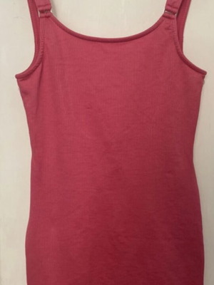 Pink ribbed dress with buckle straps and open back, new