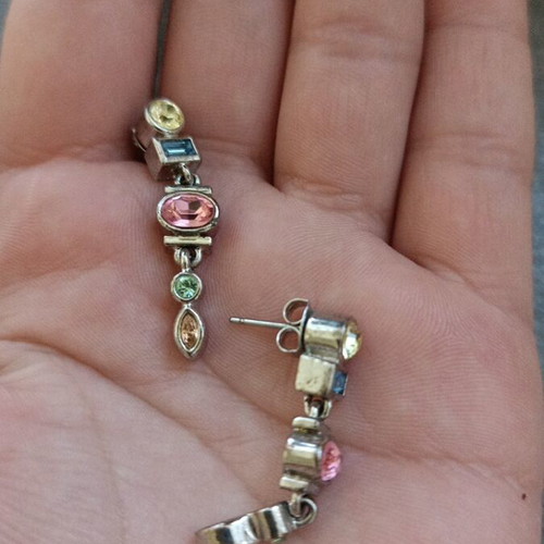 Earrings new, pink and silver