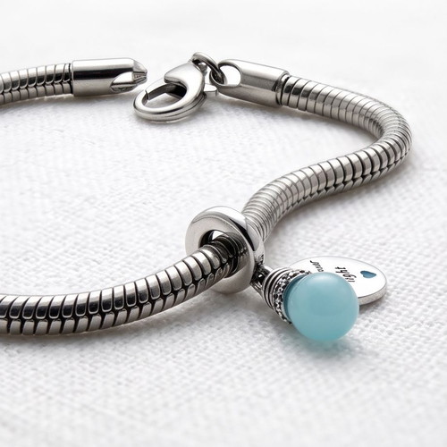 Pandora Glow in the Dark Lightbulb Charm new, silver and turquoise