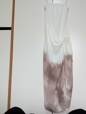 Zara long dress like new, beige and brown with elastic and straps