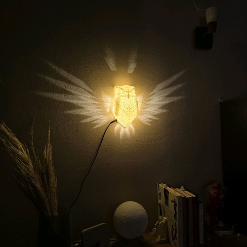 Wall light owl 3d printed new, white