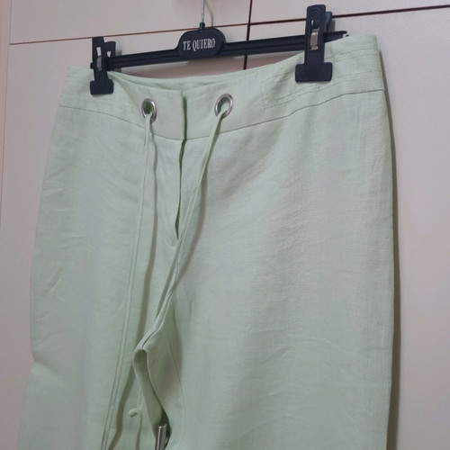Marks & Spencer linen pants in light pistachio, like new, size 14 UK