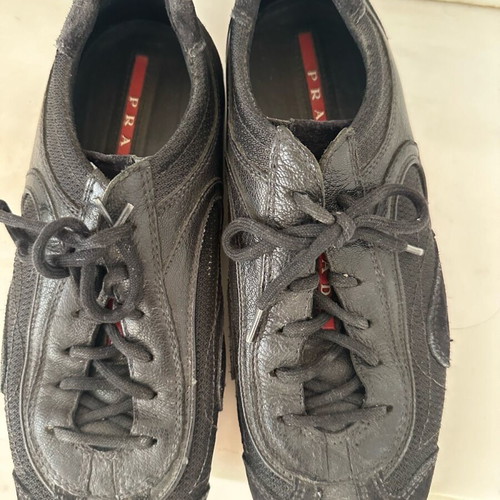 Prada leather black sneaker used, men's, size 39