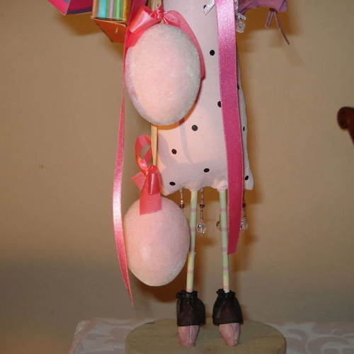 Vintage Decorative Fabric Doll Primitive Folk Art Lady Shopper Dan DiPaolo Style