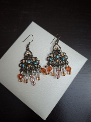 Vintage Bohemian Style Earrings with Rhinestones and Beads like new