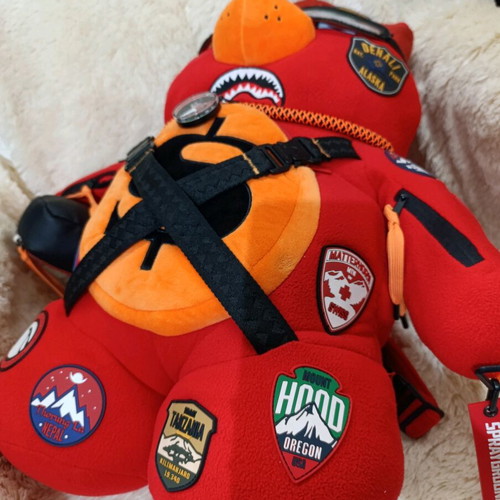 Sprayground Limited Edition Global Expedition Teddybear backpack used, red