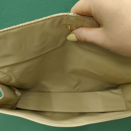 Christian Dior toiletry bag used, beige with iridescent decorations