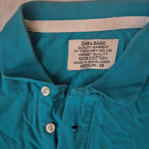 Zara men's shirt medium used, turquoise