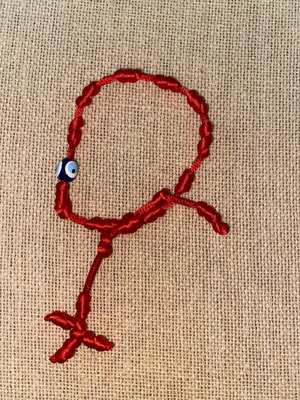 Red bracelet with eye charm, set of 7 pieces