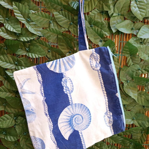 Cotton toiletry bag with sea theme, handmade