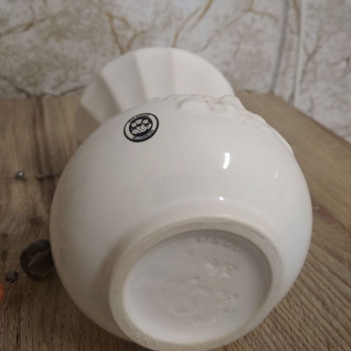 Rosa Ljung Deco Keramik vase used, white with floral relief